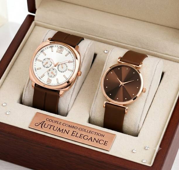 Rose Gold Case Analog Wrist Watches For Couple Set Of 2 Analog Watch  - For Men & Women CSR JT-59-302 Couple Combo