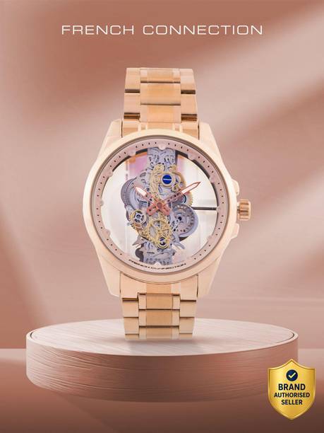 Men's Analog Rose Gold Watch | Skeleton White Dial Analog Watch - For Men FCK1RGM
