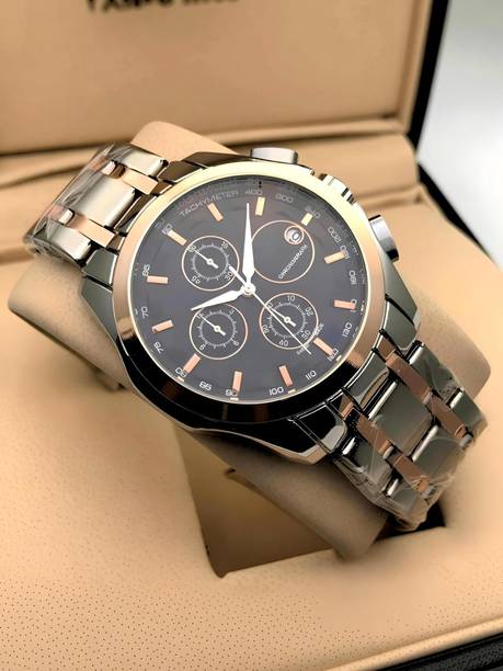 Stylish chronograph date display water resistant double tone foldover lock Analog Watch  - For Men TSTBLACK ROSE1