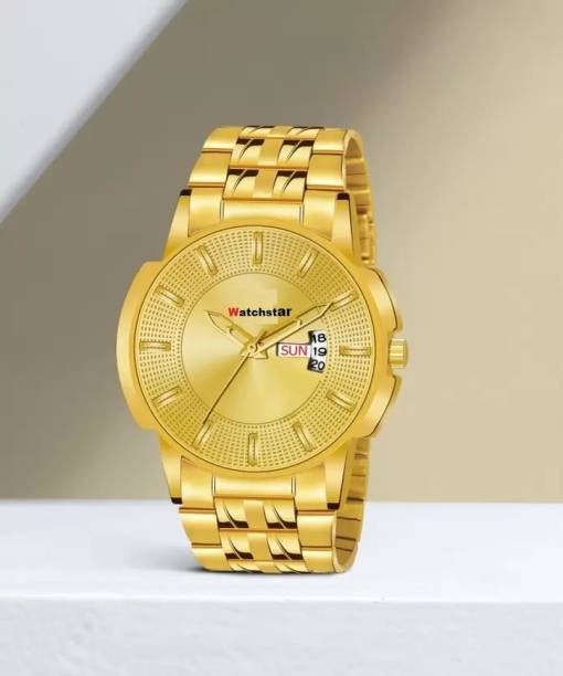 watchstar Golden Quartz Analog Watch Day&amp;Date Original Gold Plated Adjustable Bracelet Quartz Analog Watch Analog Watch  - For Men