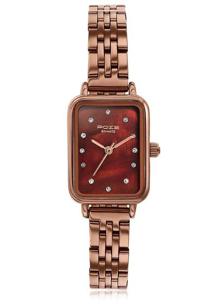 Sonata Poze 6 Cinnamon City Quartz Red Round Dial Women's Watch Analog Watch - For Women SP80133QM01,SP80133QM01W