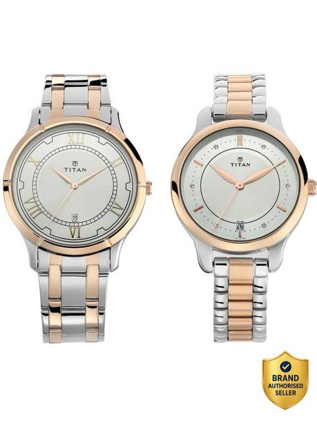 Titan Bandhan White Dial TwoToned Stainless Steel Strap Couple Analog Watch - For Couple NT1767SM02,TH1781892,NU1767SM02,NU17752481KM01