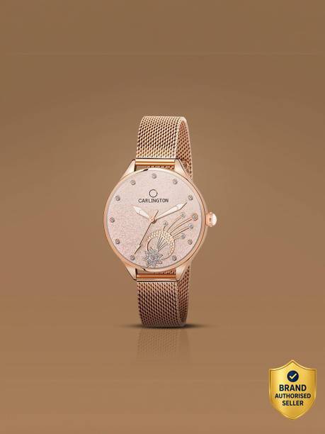 Carlington Elite Ladies With Self Adjustable Mesh Strap And Water Resistant Analog Watch - For Women CT 2020 Rose Gold