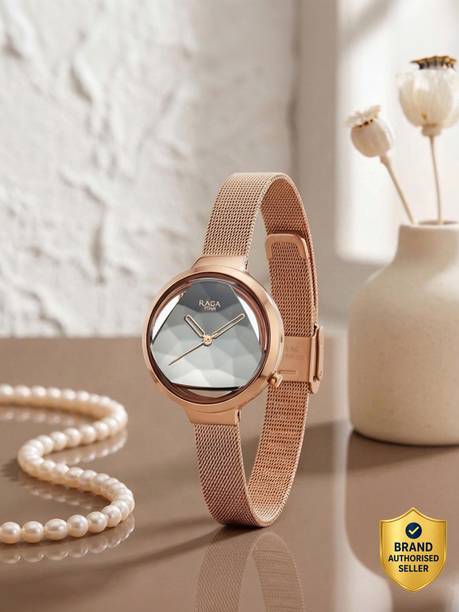 Titan NQ95134WM01 Titan Raga Moments of Joy Grey Dial Rose Gold MetalStrap Analog Watch - For Women