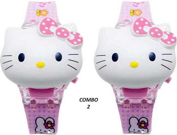 KidzHub 3D Action Figure Hello Kitty Face Based Toy Digital Watch  - For Girls