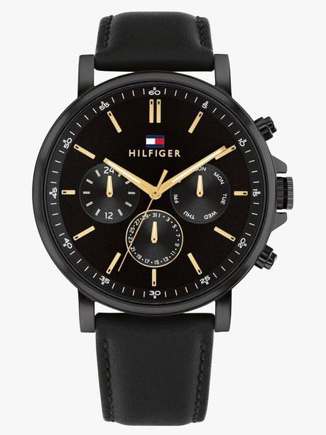 Tommy Hilfiger Multifunction Black Dial Black LeatherStrap Analog Watch - For Men TH1792144,NTTH1792144