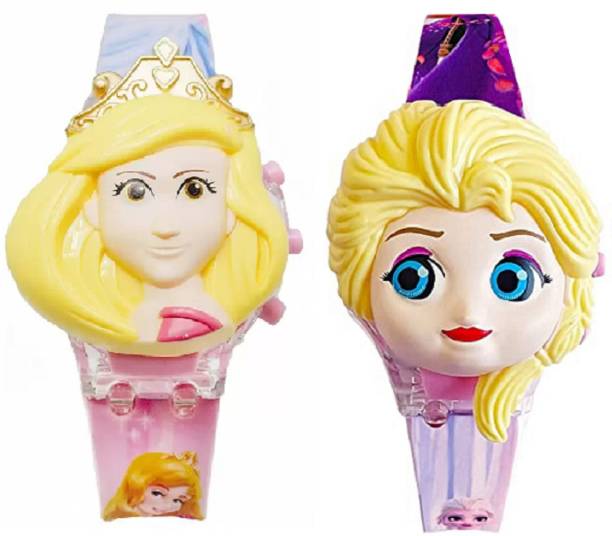 Styleflix Frozen & princess Digtal Glowing Disco Music Light Watches For Kids & Girls Toy Music Face Digital Disco Glowing Light Kids Watch For Girls & Boys Digital Watch  - For Boys & Girls