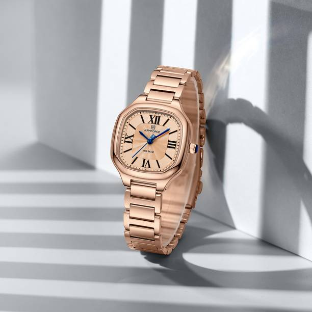 Rose Gold Square dial analog water resistant watch for womens Analog Watch - For Women NF5042 FEMMESQUARE WATCH