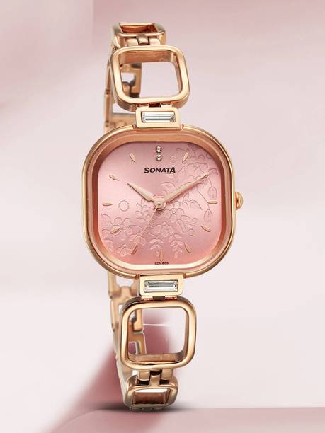 Sonata Wedding Pink Dial Rose Gold Metal Strap Analog Watch - For Women NT7987YL08W,NE2488YL03,7987YL08W,NU7987YL08W