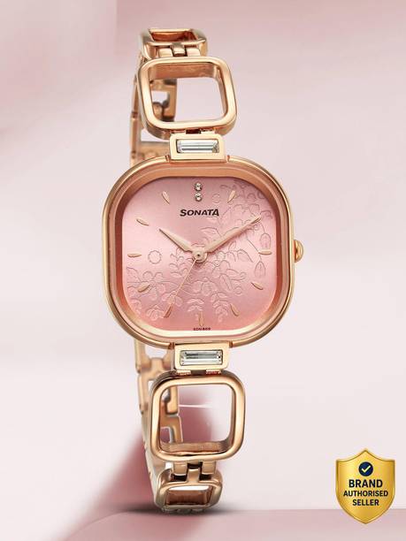Sonata Wedding Pink Dial Rose Gold Metal Strap Analog Watch - For Women NT7987YL08W,NE2488YL03,7987YL08W,NU7987YL08W,NU8186WM01