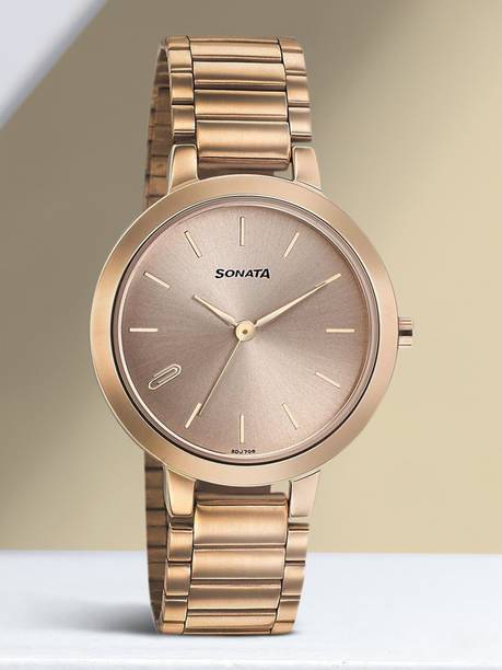 Sonata Play Rose Gold Dial Rose Gold Stainless Steel Strap Analog Watch - For Women NT8141WM01,NP8141WM01,NU8141WM01