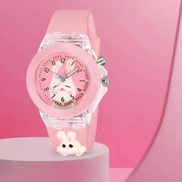 Shockproof Watches for Unisex Analog Watch  - For Boys & Girls 7006 Unique Designed Pink Round Dial Analog Watch For Kids