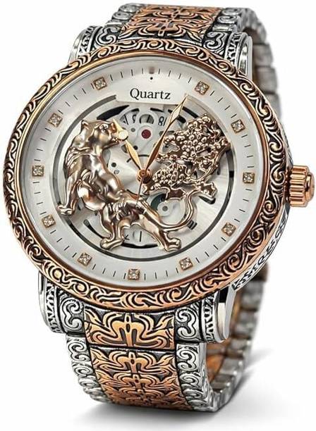 Luxury Designer Dial Wrist Watch for Men Analog Watch - For Men Men's Premium Skeleton Analog Quartz Watch with Metal Strap,