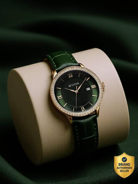 Titan Bright Leathers Green Dial Green LeatherStrap Analog Watch - For Women NT95247WL02