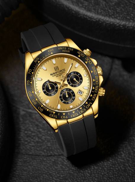 NAVIFORC NF8054GGB Dynamic racing bezel mettalic dial design watch for mens Analog Watch  - For Men