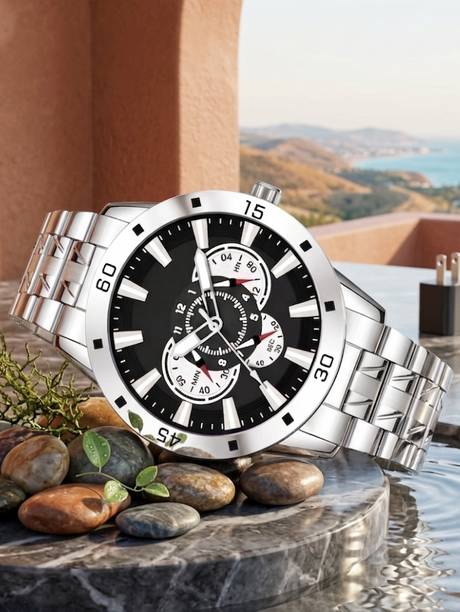 Rose Gold & Silver Stainless Steel Strap Skeleton Dial Luxury Wrist Watch Analog Watch  - For Men AL2916