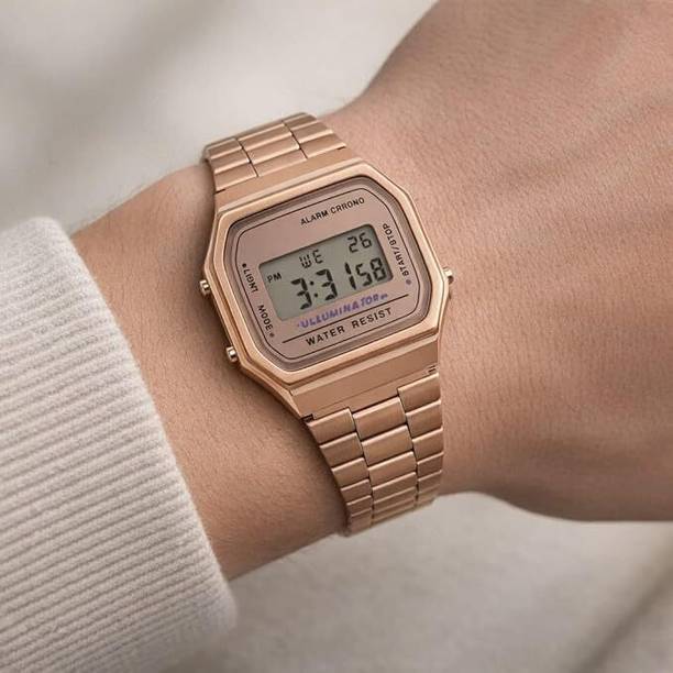 Rose Gold Digital Wrist Watch with Metal Strap Digital Watch - For Men & Women Rose Gold Digital Wrist Watch with Metal Strap