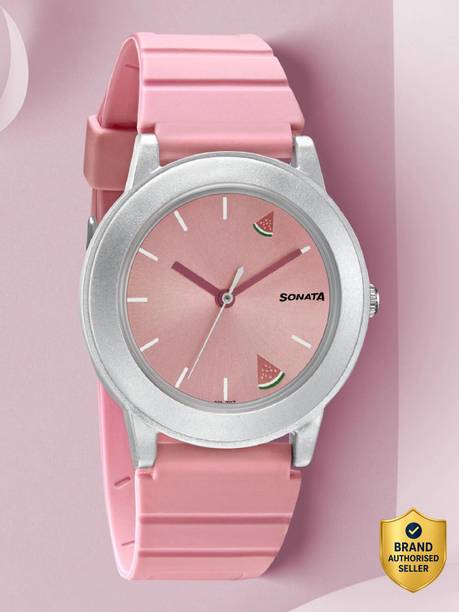 Sonata Play Quartz Pink Dial Pink Plastic Strap Analog Watch - For Women NT8992PP10W,NU8992PP10W
