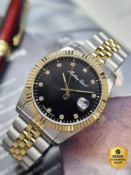Swiss Made Rolly Iii Crystal Black Dial Analog Watch - For Men H710BN