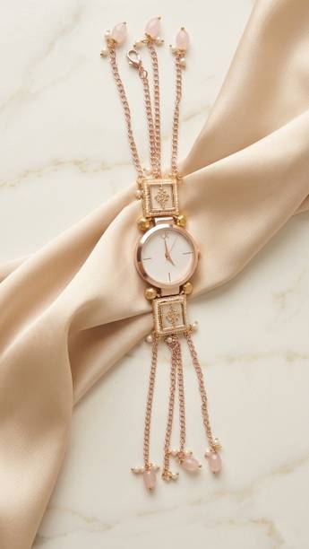 NAYROS Golden Charm Bracelet Watch Golden Elegance Jewelry Watch Series Analog Watch  - For Women