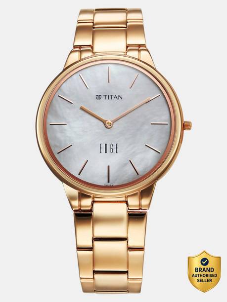 Titan Edge White MOP Dial RoseGold Stainless Steel Strap Analog Watch  - For Women NT2734WM01,2734WM01
