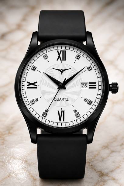 SARTAN ST-MR--APL. SILI. 001 WHITE DT Men's Analog Watch with White Dial Black Case Silicone Strap Casual Wear Analog Watch  - For Men