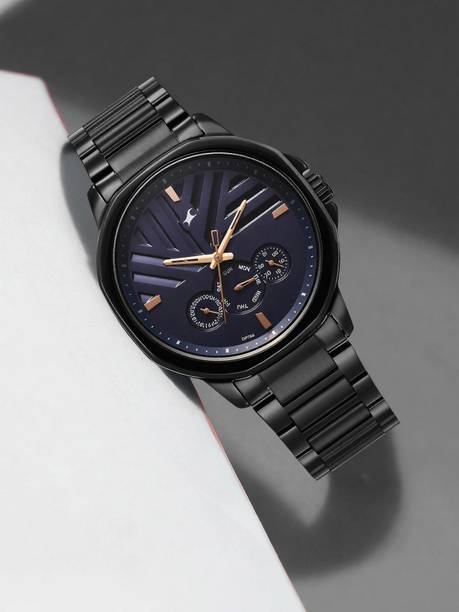 Fastrack Fleek Multifunction Dark Blue Dial Black SS Strap Analog Watch - For Men NT3303NM01