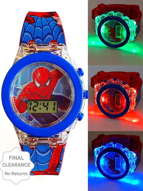 Kids Edition Spiderman Digital Watch with Disco LED Lights (Boys & Girls) Digital Watch  - For Boys & Girls kids
