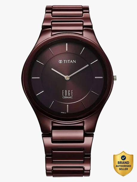 Titan Wine Edge Ceramic Quartz Analog Maroon Dial Ceramic Strap Watch For Men / Analog Watch  - For Men 1696QC19,NU1696QC19