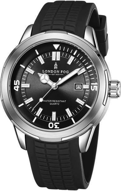 Duke Collection Black Dial Silicone Strap Round Metal Case Date Luminous Markers Analog Watch - For Men LFM10005-02