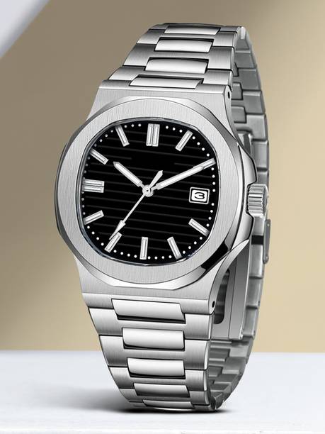 Shocknshop Stylish Stainless Steel Black Wrist Watches Date Chronograph Analog Watch  - For Men