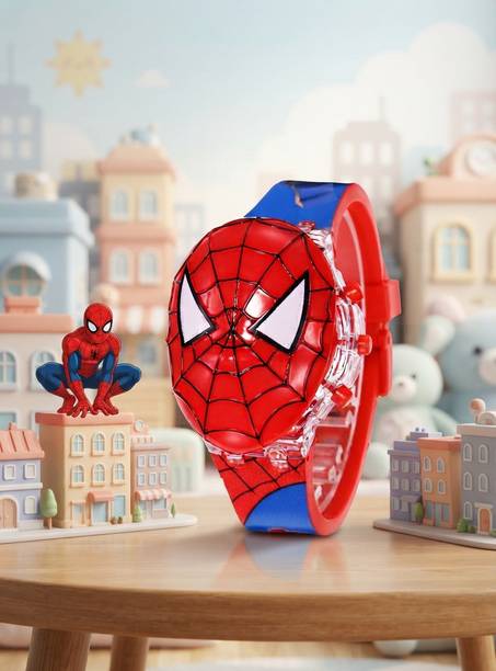 Children's Spider Hero Flip Dial LED Wrist Watch Digital Watch  - For Boys & Girls Durable ABS Plastic Construction