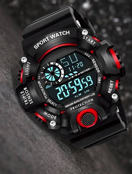 Youth Combination Stylish Digital Watch  - For Boys FK-1018 Digital Red Sports Watch Electronic Clock For Men & Boys