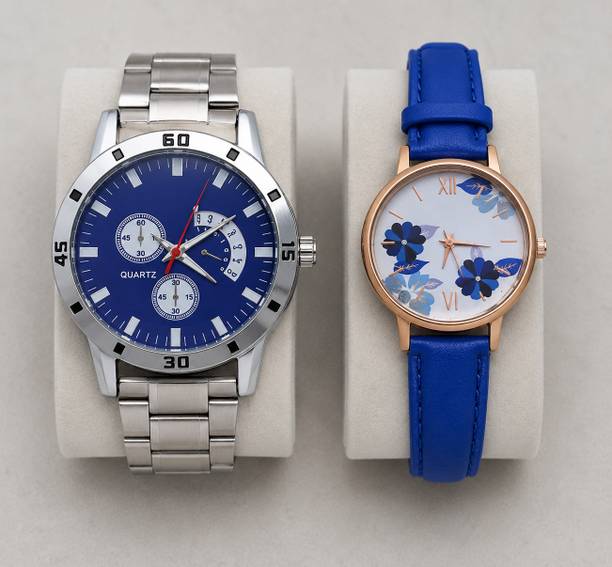 Premium Couple Analog Wrist Watch Analog Watch  - For Couple couple tu + re blue