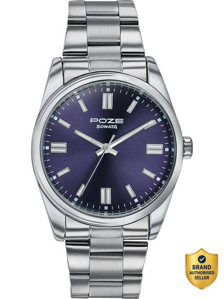 Sonata Poze 6 Chrome Calling Quartz Blue Round Dial Men's Watch Analog Watch - For Men SP70033SM05,SP70033SM05W