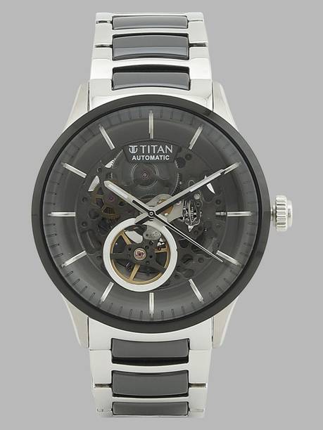 Titan Automatic Grey Dial Silver & Black Ceramic Strap Analog Watch - For Men NT90174KD01,90174KD01,NU90174KD01