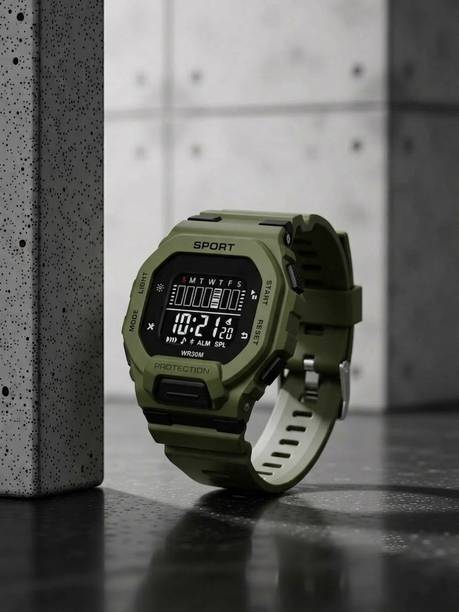 Silicone Strap Hybrid Multi Function Working Premium Quality Digital Watch  - For Men Led Luminous Light Shock-Proof Water & Dust Resistance Alarm Stop-Watch
