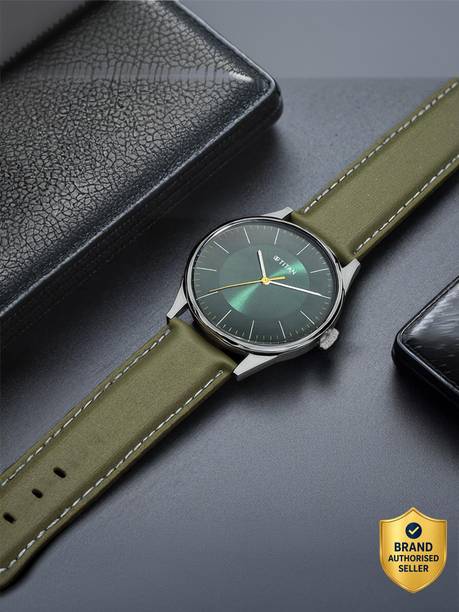Titan Workwear Green Dial Olive Green LeatherStrap Analog Watch - For Men NP1802SL04