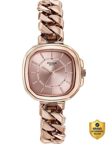 Sonata Poze Shoreline Shimmers Quartz Rose Gold Square Dial Women's Watch / Analog Watch - For Women SP80096WM01W