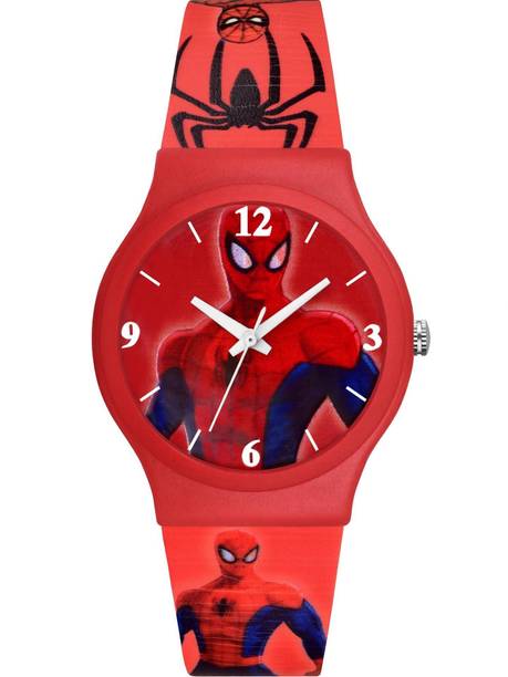 Red Spiderman Design Soft Silicone Strap Lightweight Waterproof Analog Watch  - For Boys ML-707
