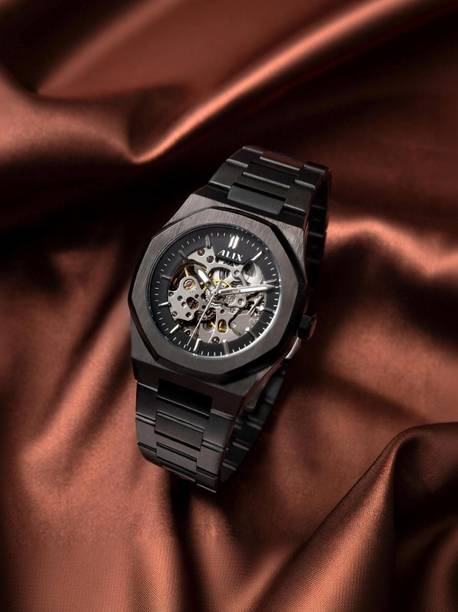 Alix AL2902 Black Mechanical Automatic Skeleton Self-Winding Water Resistant Analog Watch  - For Men