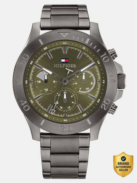 Tommy Hilfiger Multifunction Green Dial Grey Stainless Steel Strap Analog Watch  - For Men TH1792115,NTTH1792115