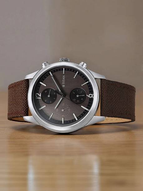 Titan Wrist Wit Multifunction Brown Dial Brown LeatherStrap Analog Watch - For Men NT1805SL12,NU1805SL12