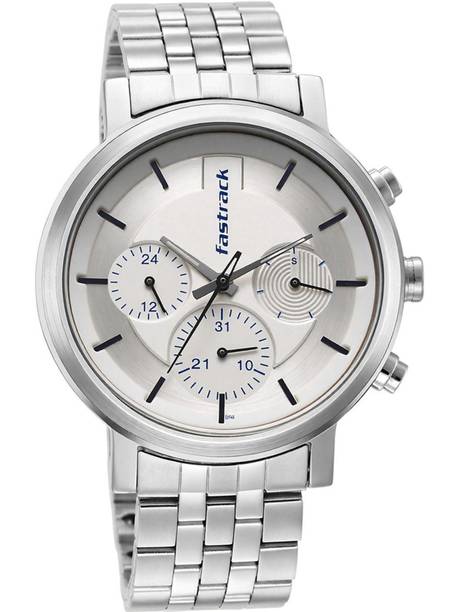 Fastrack Tick Tock Multifunction White Dial Silver MetalStrap Analog Watch - For Men NT3287SM01,LC06812435,3287SM01,NU3287SM01