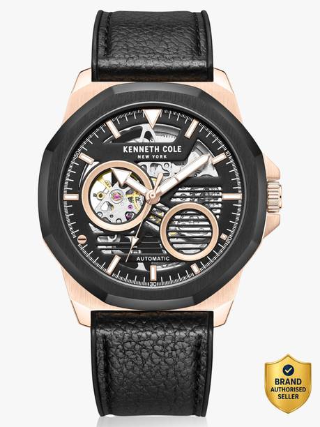 Kenneth Cole Automatic Black Dial Black Leather Strap Analog Watch  - For Men KCWGR0013603MN,NTKCWGZ0013603MN