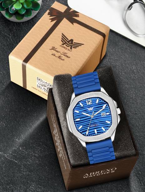All Blue Arabic Style Silicone Magnet Strap Date Working Quartz Watch For Boys Analog Watch  - For Men Abx6901-BL SL MGT ST