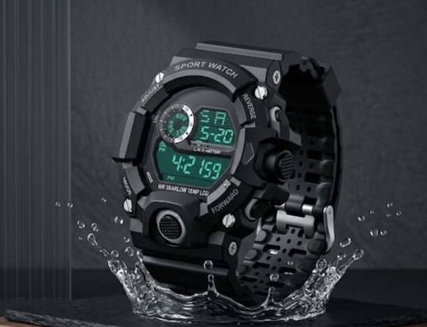 Matte Black Rugged Digital Timepiece Digital Watch  - For Men Rugged Waterproof-Style Military Digital