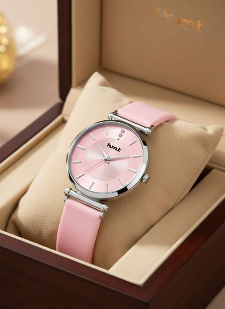 Contemporary Silver Case Featuring Pink Dial Analog Watch  - For Women HM-CR016-Pink