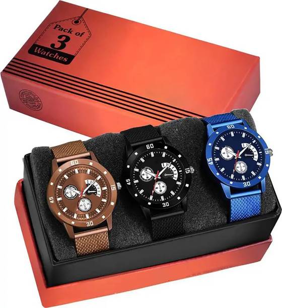 Pack Of 3 Analog Multi color Rubber Belt watch for boy Analog Watch  - For Men New Stylish Pack Of 3 Combo Boys Watches