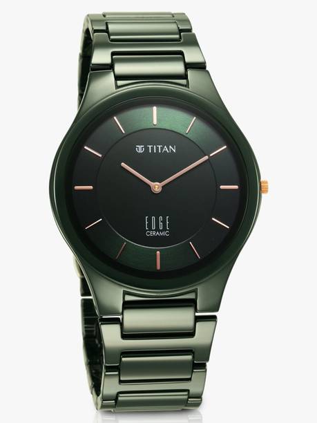 Titan Edge Ceramic Green Dial Green Ceramic Strap Analog Watch - For Men NT1696QC06,95146KD06,1696QC06